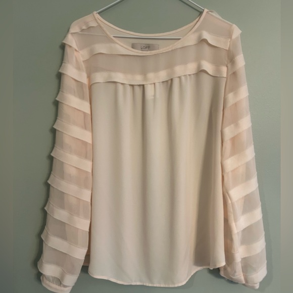 LOFT Tops - LOFT Women's Blouse with Sheer Striped Sleeves